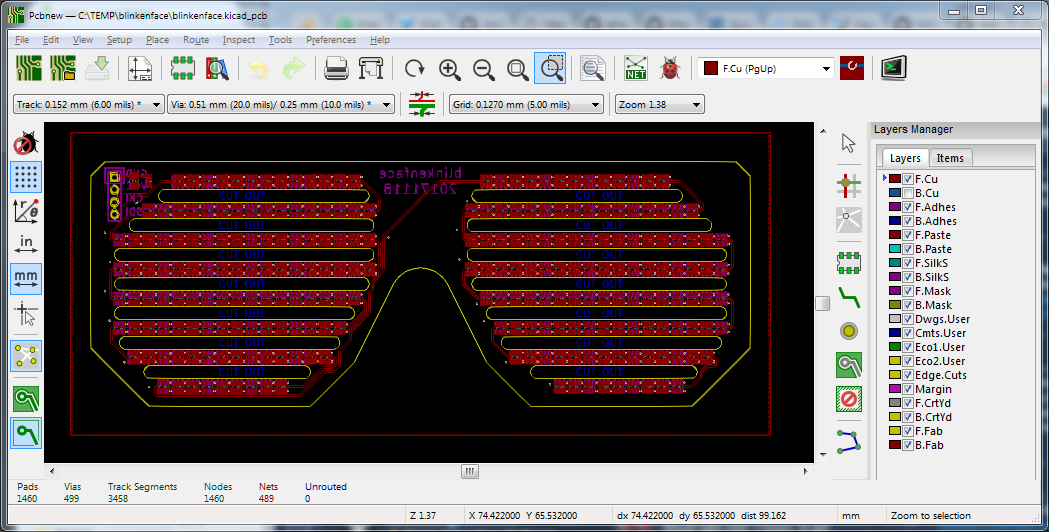 Blinkenface PCB