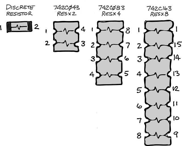 Resistor pinouts.