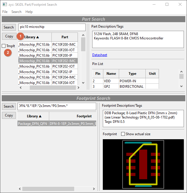 zyc footprint search results.