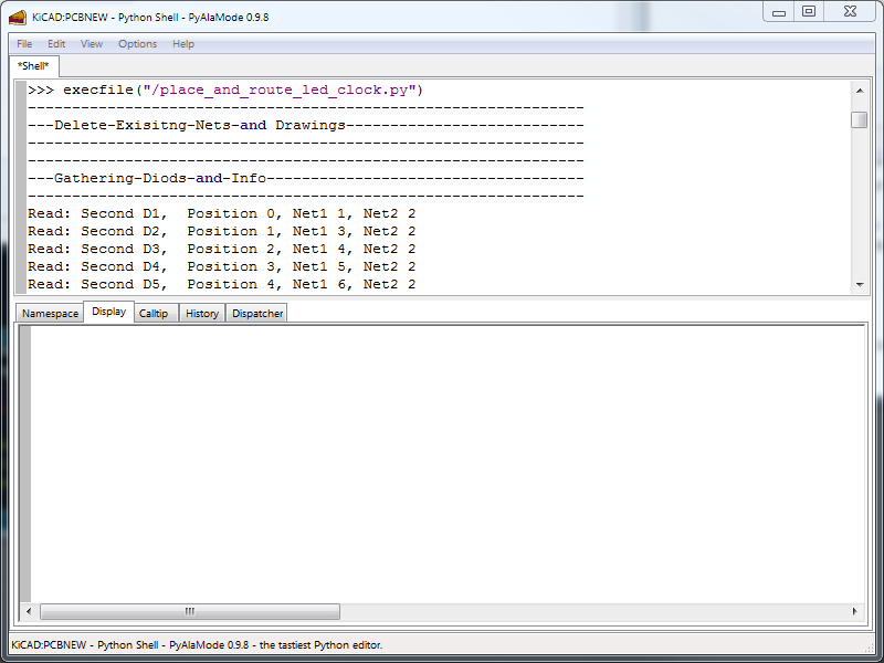 Executing the clock LED placement script.