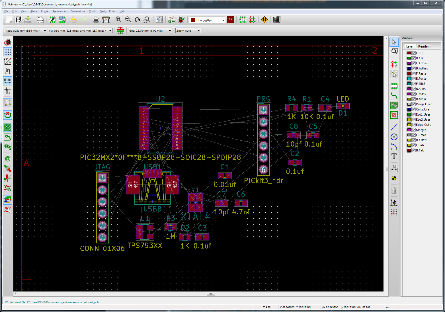 USB-to-JTAG board with unplaced parts.